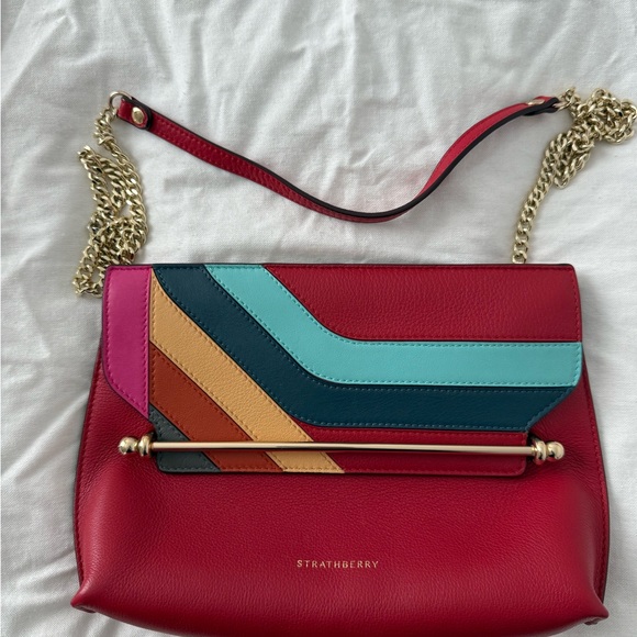Strathberry Red and Pink Geometric Shoulder Bag - Picture 1 of 5